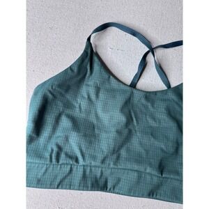 Tavi Active Women Teal Green Micro Grid Textured Strappy Sports Bra Large